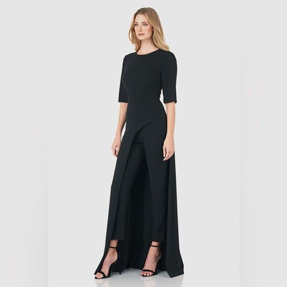 NWOT Kay Unger‎ | Davina Romper Walk Thru Jumpsuit Dress Black 6 - Picture 1 of 13